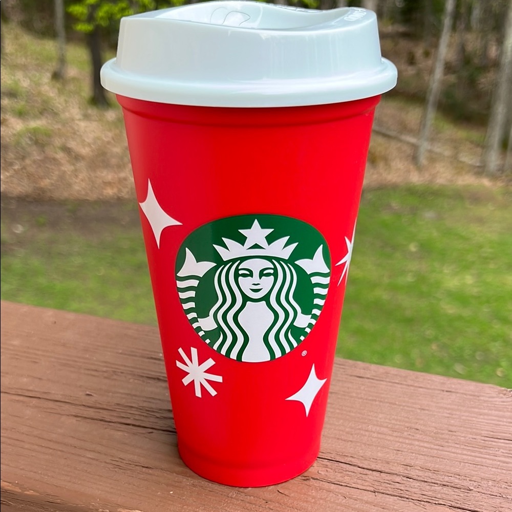 Starbucks Vibrant Red plastic Tumbler with White Lid